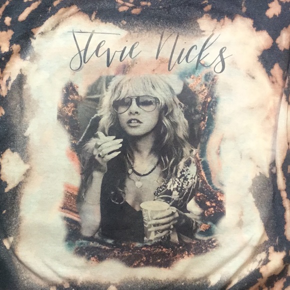 Hand Bleached Stevie Nicks Gray Unisex Band Shirt - Picture 7 of 10